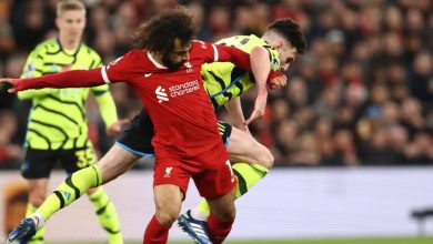 Rude bataille entre Mohamed Salah et Declan Rice lors du somptueux match Liverpool-Arsenal